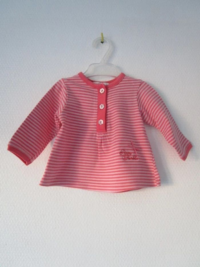 T-shirt rayé Pomme Framboise 3 mois TBE - photo numéro 2