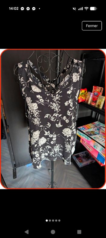 Débardeur fluide floral noir et blanc - AKOZ de Toi Paris - Taille S en parfait état