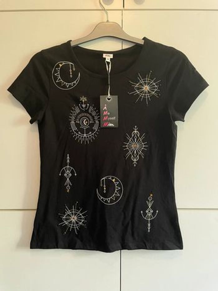 T-shirt noir effet étoiles ethniques taille M mim