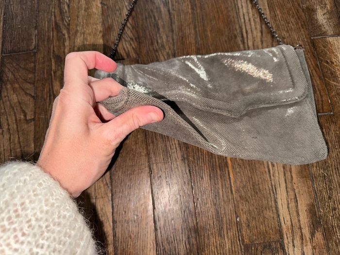 Sac petite mendigote en cuir Taupe irisé - photo numéro 5