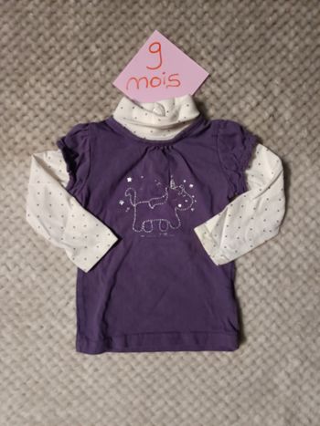 T-shirt Col roulé licorne 9 mois