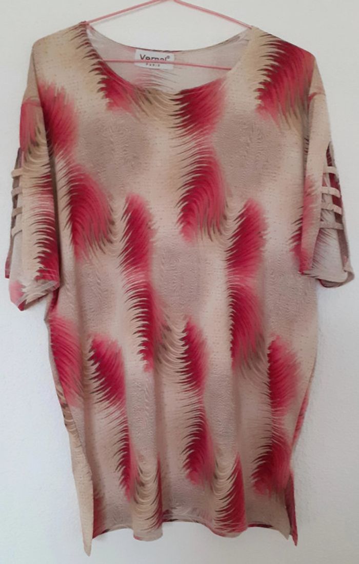 Superbe blouse "plumes". Taille XL. Vernal Paris - photo numéro 2
