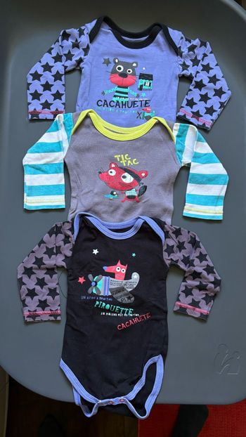 Lot 3 bodies manches longues Petit Béguin 3 mois