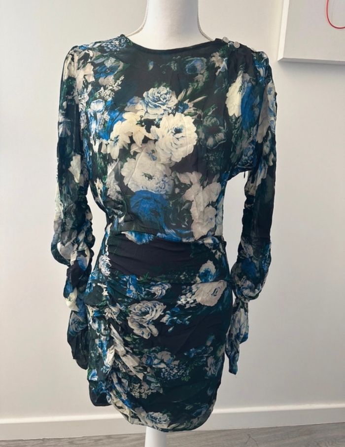 Robe à fleurs bleue et blanche Zara T38 M NEUVE