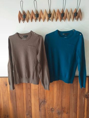 Pulls bleu et marron