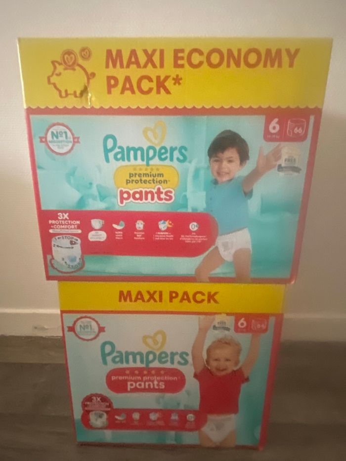 2 cartons de couches Pampers taille 6