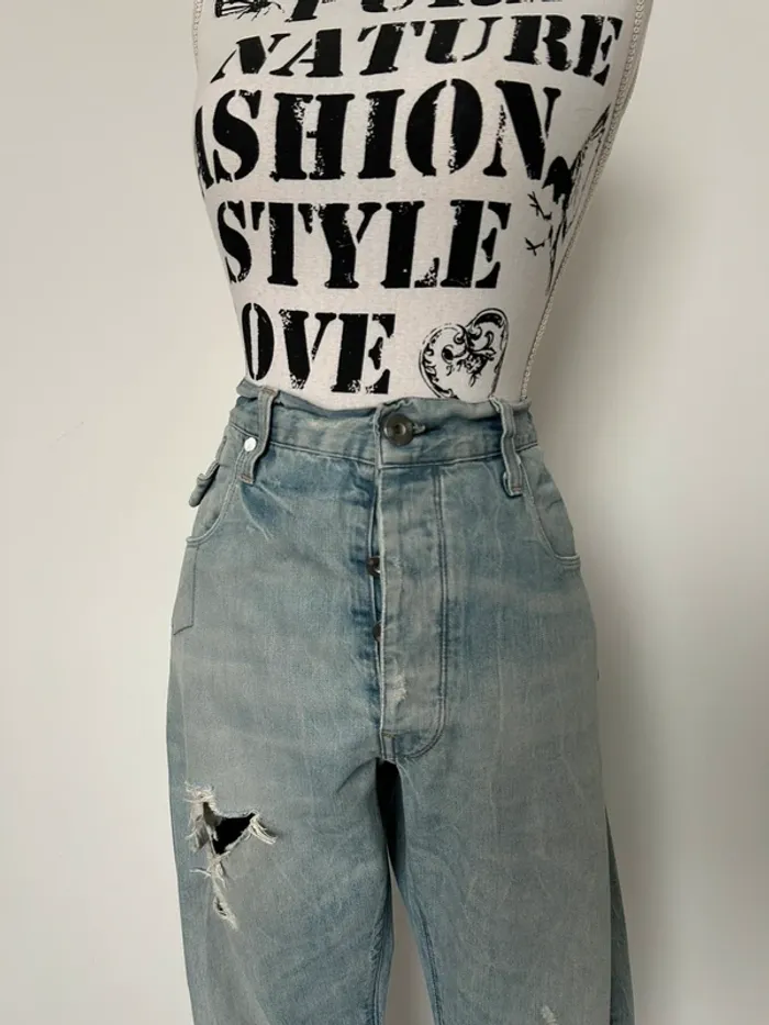 Jean pantalon gstar slim skinny bleu destroy denim Pantalones de mezclilla pantaloni Spijker - photo numéro 6