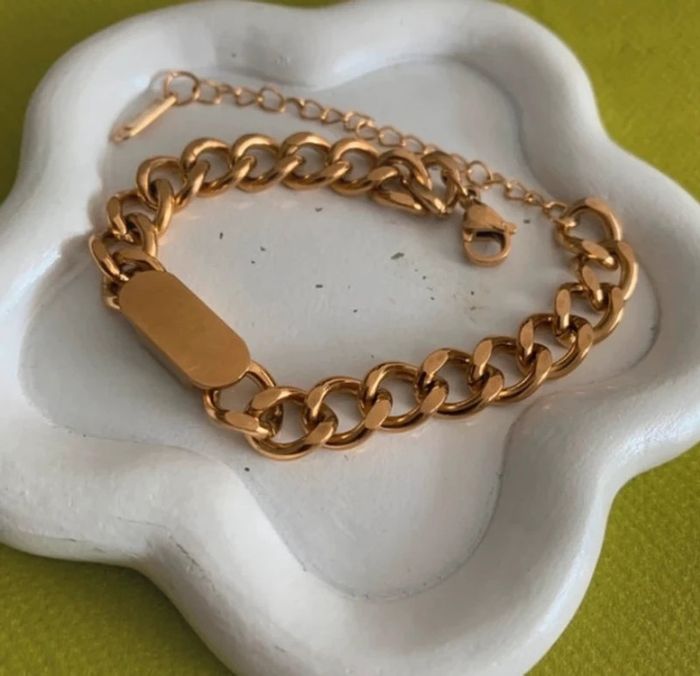 Bracelet Mixte Style Gourmette Doré Vintage et Tendance - photo numéro 3