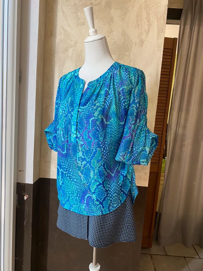 Blouse turquoise python Jennifer Lopez XS