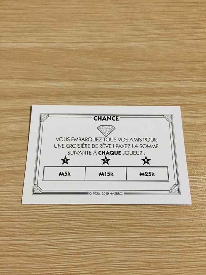 Carte chance une croisière de rêve pièce détachée jeu de société Monopoly Millionnaire #A45