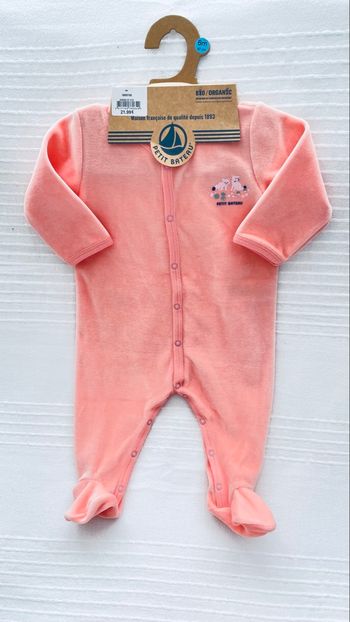 Pyjama rose  velours  6 mois petit bateau