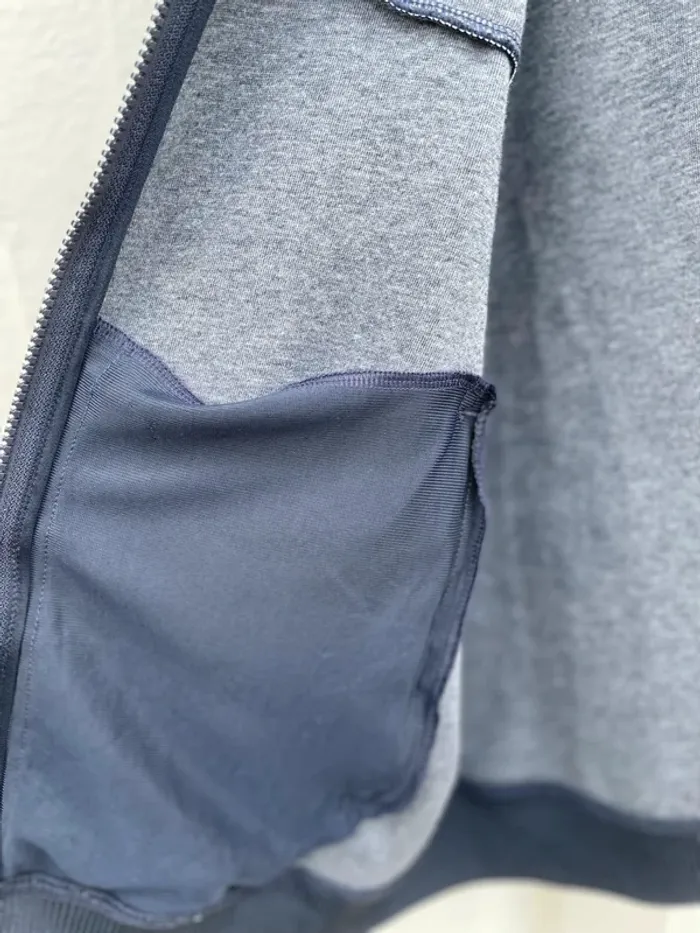 Adidas navy blue hoodie track jacket windbreaker Veste capuche coupe-vent Mens Size M - photo numéro 8