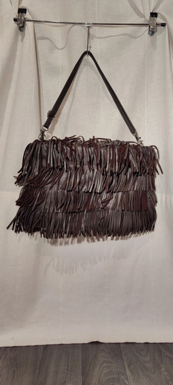 Sac Zara frange marron foncé