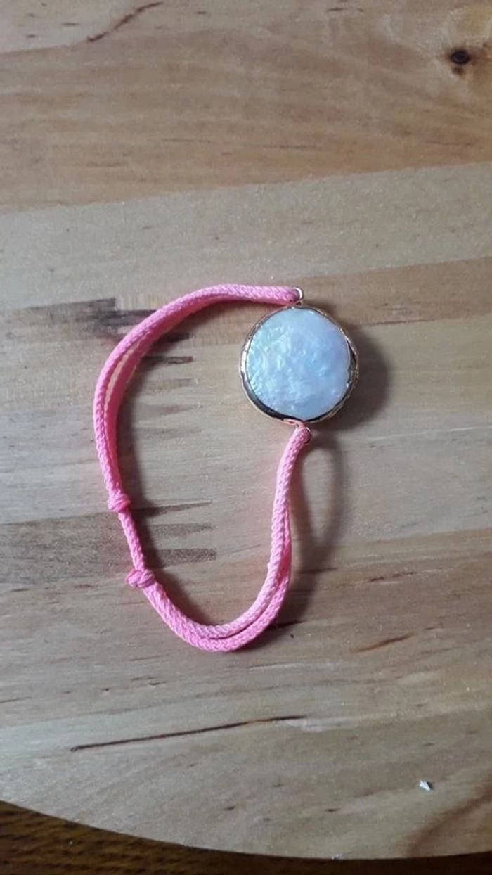 Nacre sur lien coton rose réglable - photo numéro 4