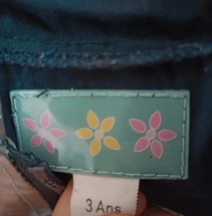 Imperméable à capuche gris et bleu avec fleurs Liberty - photo numéro 3