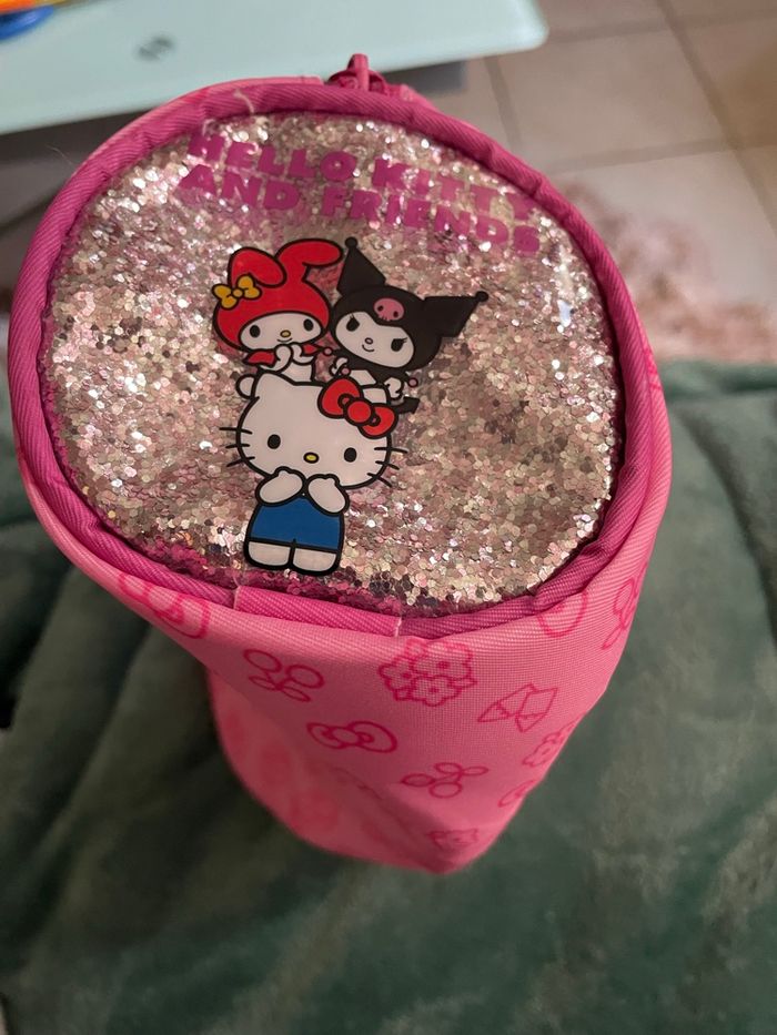 Magnifique trousse Shelly Kitty rose assez grande avec paillettes - photo numéro 2