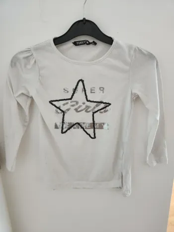 T-shirt manches longues blanc Super girl Taille 8 ans