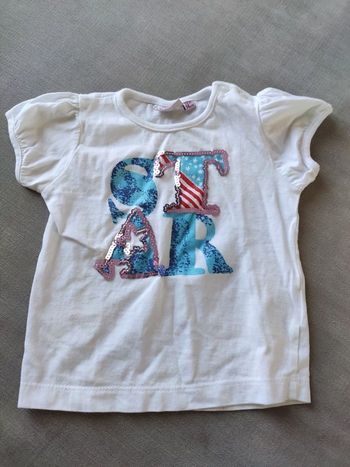 Tee shirt blanc pommette 12 mois