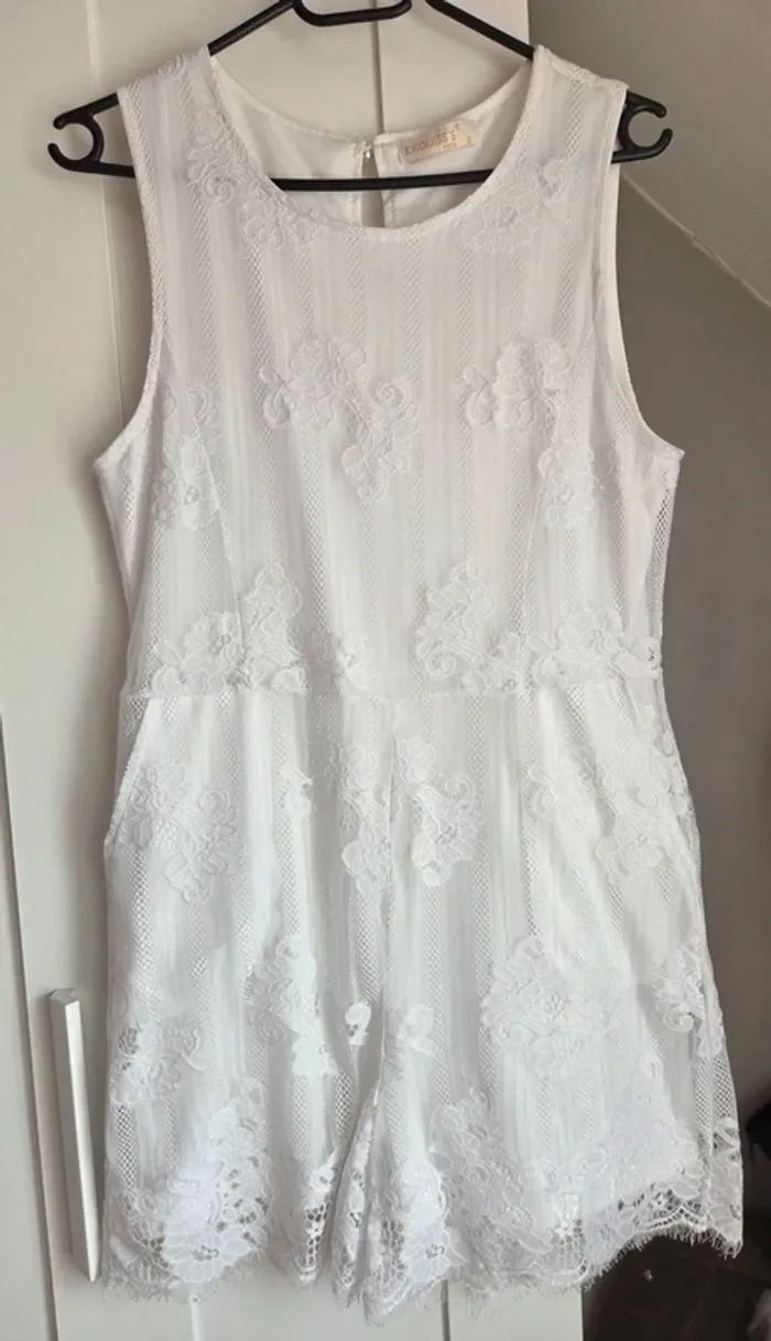 Combi short blanche en dentelle