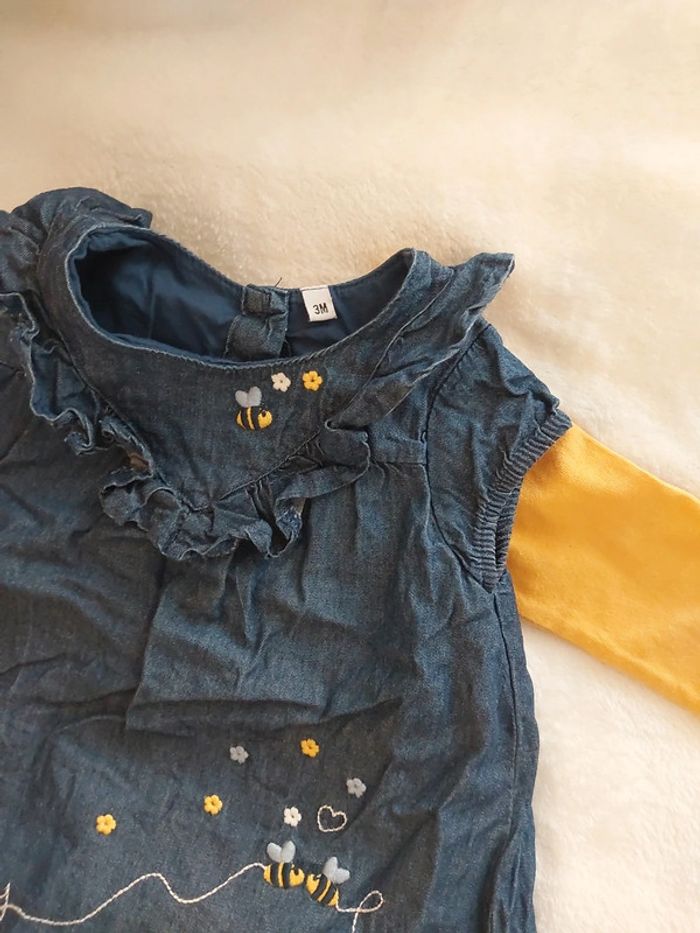 Robe jeans avec t shirt manche longue et collant 3 mois - photo numéro 2