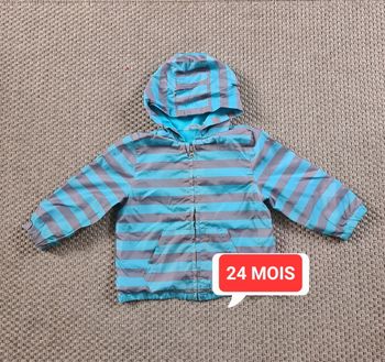 Imperméable rayé bleu et gris léger - 24 mois