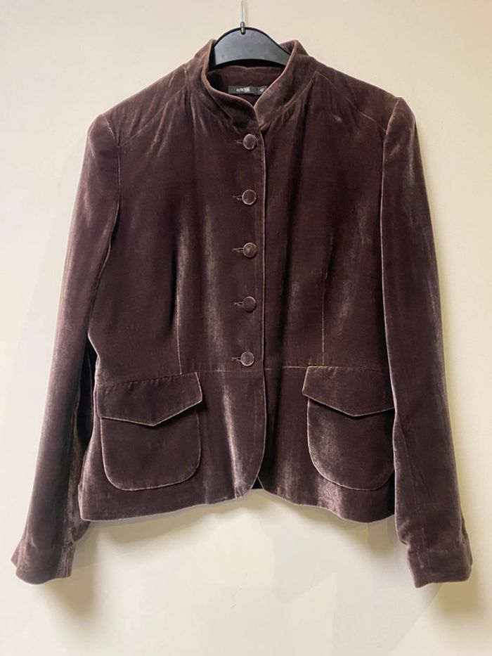 Magnifique ensemble veste et jupe neuf soyeux marron Autre Ton taille 40 - photo numéro 4