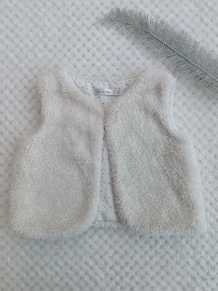 🔸Gilet Blanc Moumoute - Bout'chou 9 Mois🔸