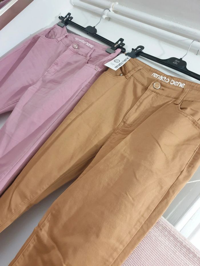 2 Pantalons Droits Coton Elasthane Renatto Bene Taille 42 - photo numéro 2