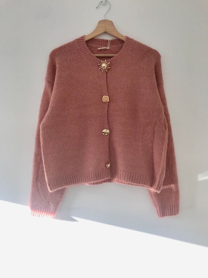 Gilet / cardigan Douce Terracotta/ Rouille ( rose poudre )