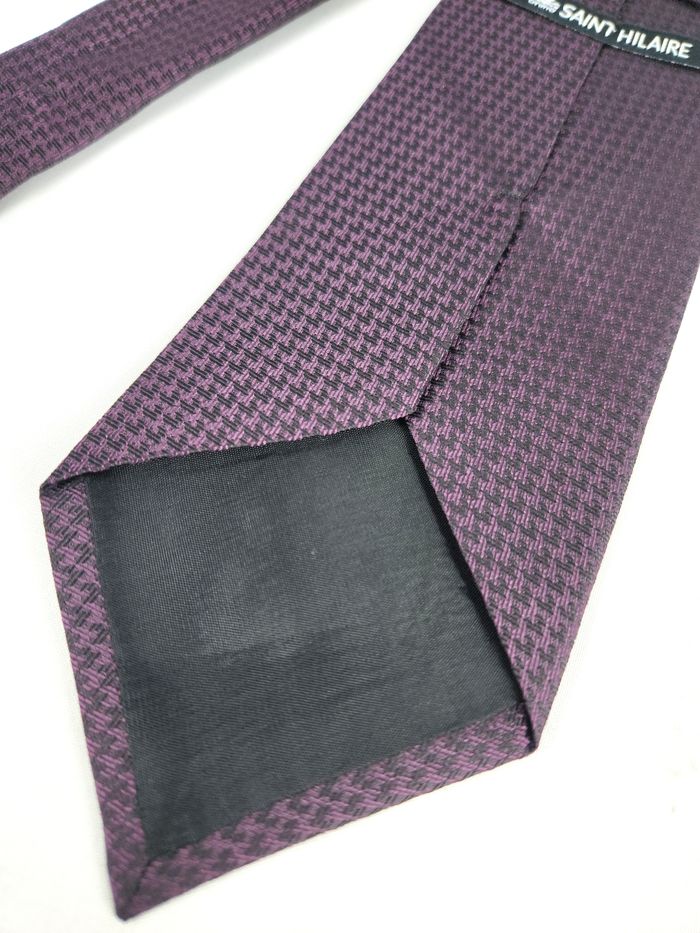 Cravate en Soie Saint Hilaire - Micro-Motif Violet Foncé - photo numéro 3