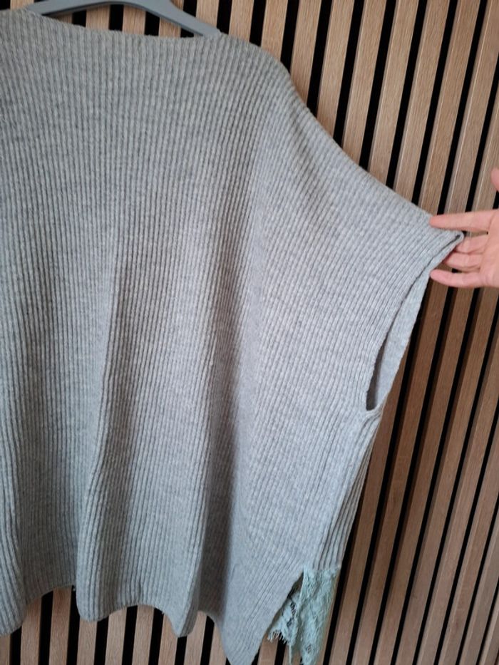 Poncho/cape avec laine bohème hippie chic romantique T unique - photo numéro 8