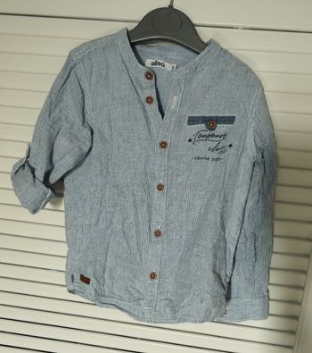 Chemise / Chemisette en lin fines rayures