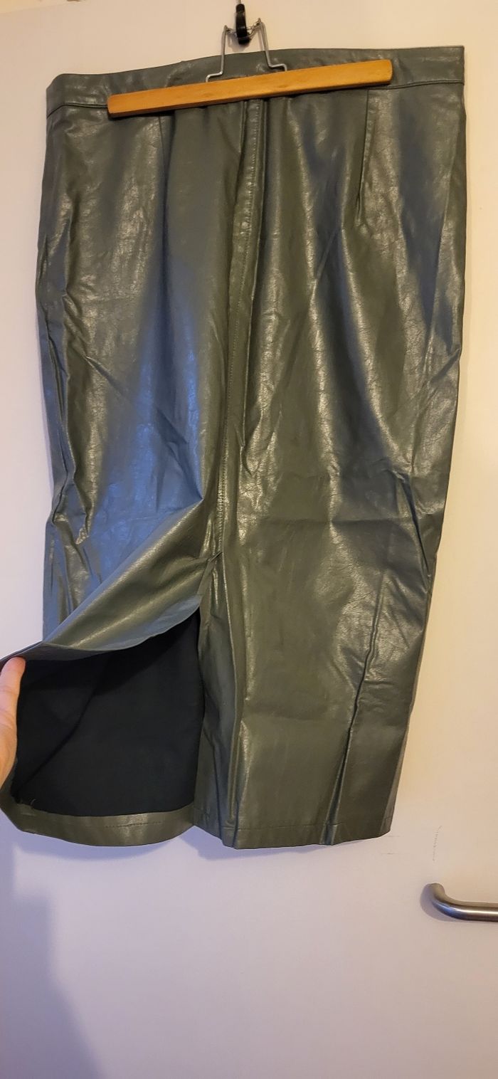 Jupe simili cuir verte bouteille - photo numéro 7