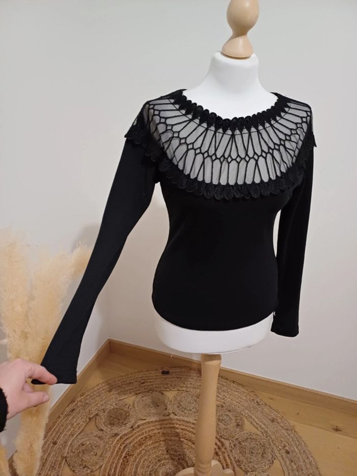 Blouse noire chic côtelée Giorgia taille S 36 - photo numéro 6