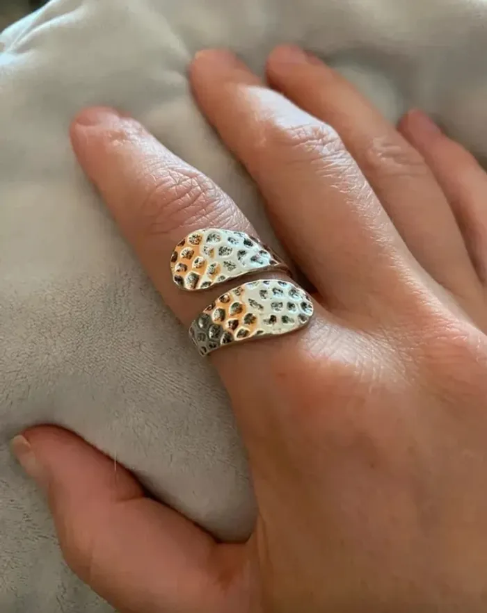 Bague large, réglable, style Bohème, dorée - photo numéro 4