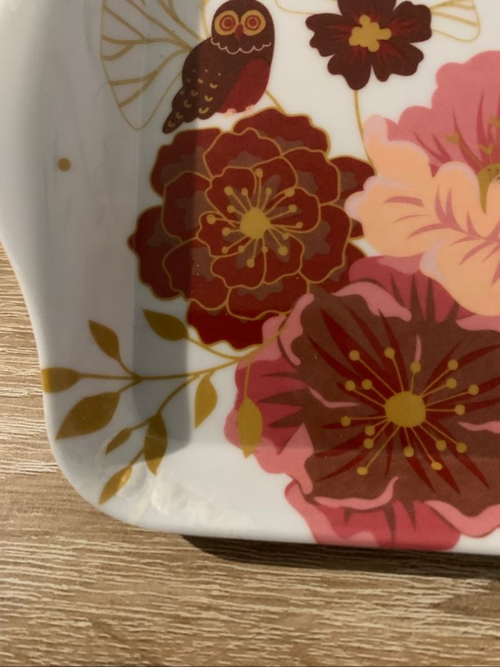 Plateau motif chouette et fleurs - photo numéro 4