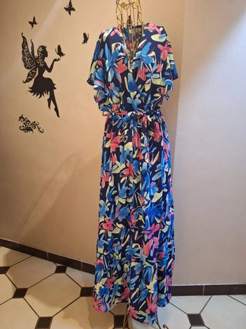 Robe longue fleurie multicolore