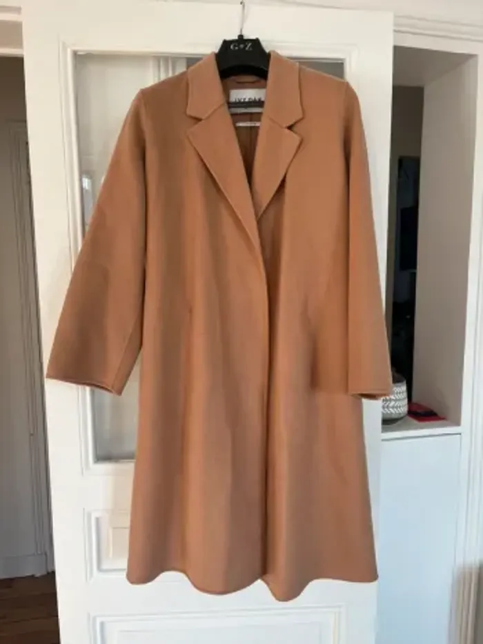 Manteau long Celia en laine beige/camel Ivy Oak neuf style peignoir norme Ecocert RWS