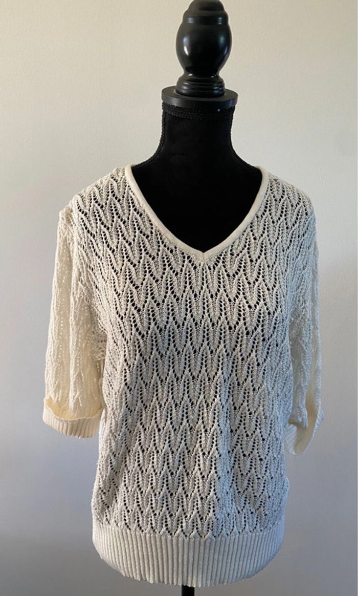 Tee shirt maille vintage crème blanc cassé taille 38 - photo numéro 8