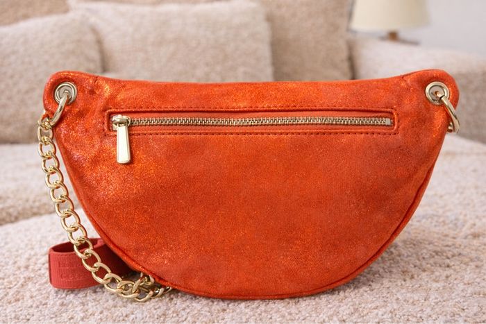 Sac banane femme chic – effet suédé pailleté – coloris rouille / cuivré – - photo numéro 2