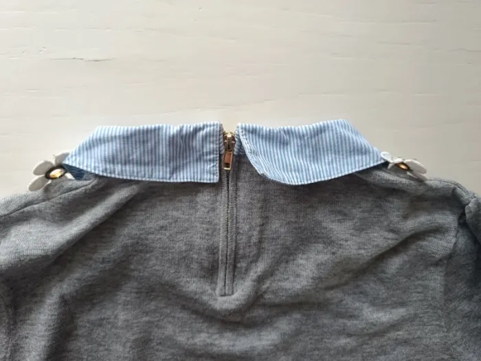 Pull col à fleurs gris et bleu Kookaï taille 1 - photo numéro 8