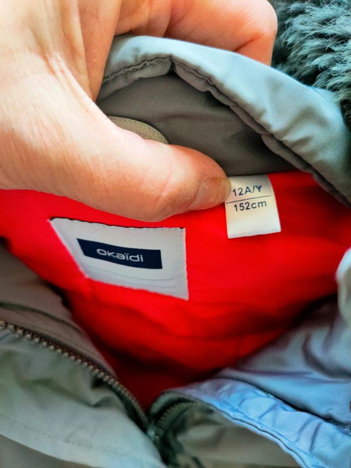 Manteau/ Parka grise chaude hiver taille 12 ans Okaïdi - photo numéro 3