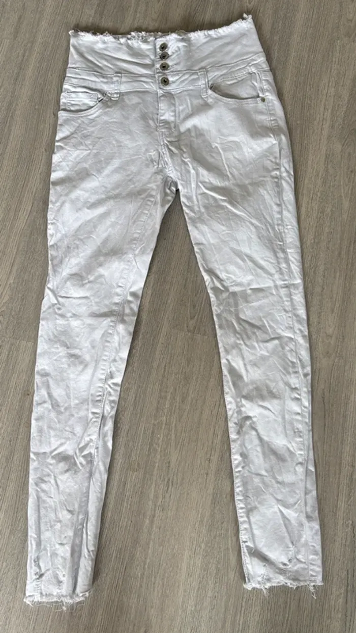 Jeans taille haute Blanc