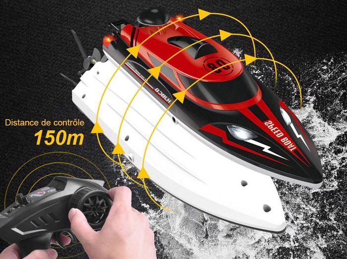 Bateau télécommandé speedboat étanche pour piscines et lacs vitesse 25 km/h - photo numéro 3
