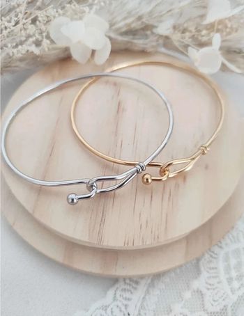 Bracelet jonc en acier inoxydable très tendance argenté ou doré unisexe