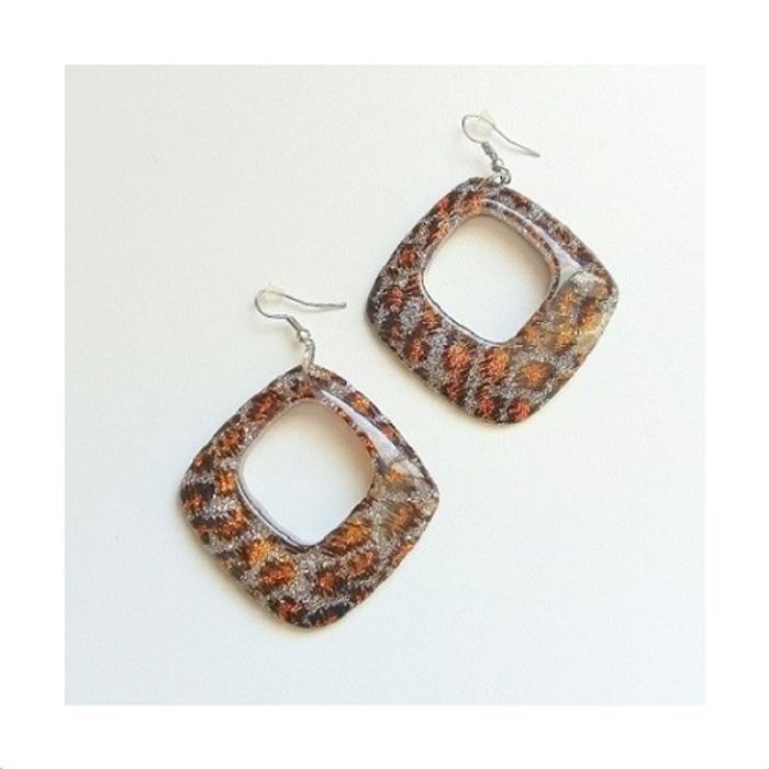 Boucles D'oreilles Pendantes Résine Pailletée