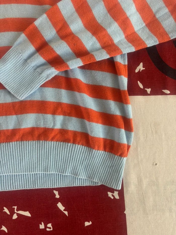 Sweat rayé bleu et orange  Lacoste taille S/M - photo numéro 7