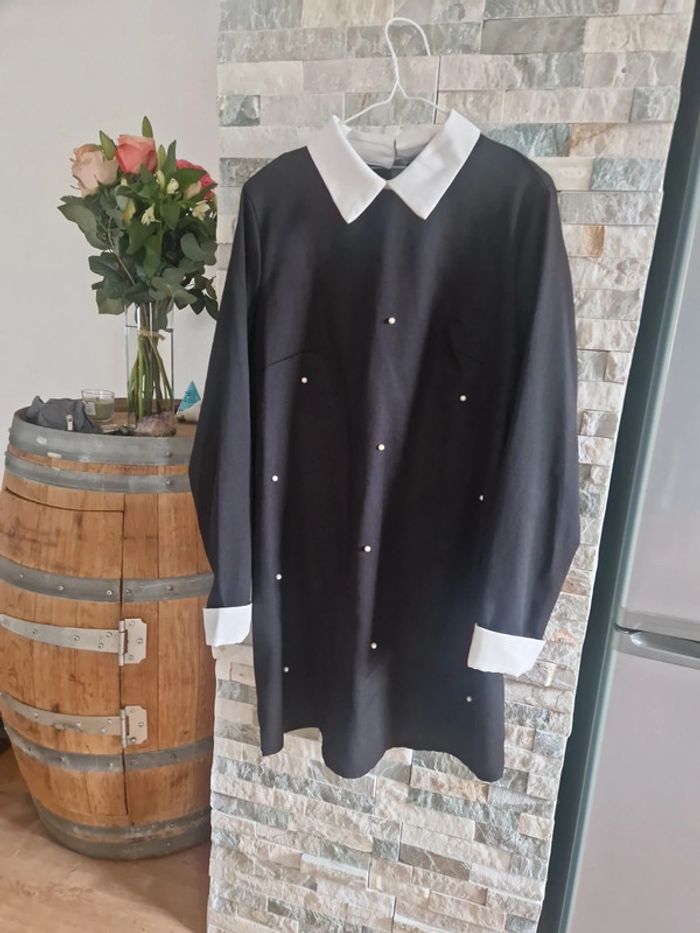 Robe grossesse avec col chemise et perles