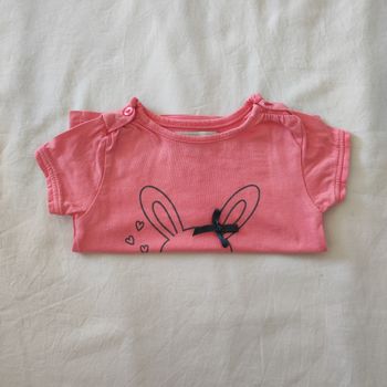 T-shirt bébé fille 3 mois Mes Petits Cailloux rose motif lapin