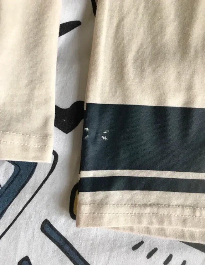 tshirt manches longues garçon 12 ans beige et bleu à rayures - photo numéro 4